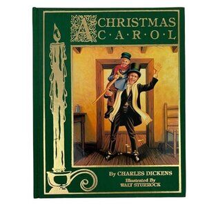 A Christmas Carol by Charles Dickens Hardcover Book Green Gold Holiday Story
